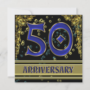 Black and Gold 50th Anniversary party Invitation