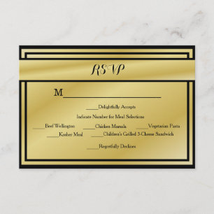 Black And Gold 50th Anniversary RSVP w/ Meals Card