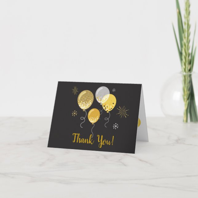 Black and Gold 50th Anniversary Thank You Card (Front)