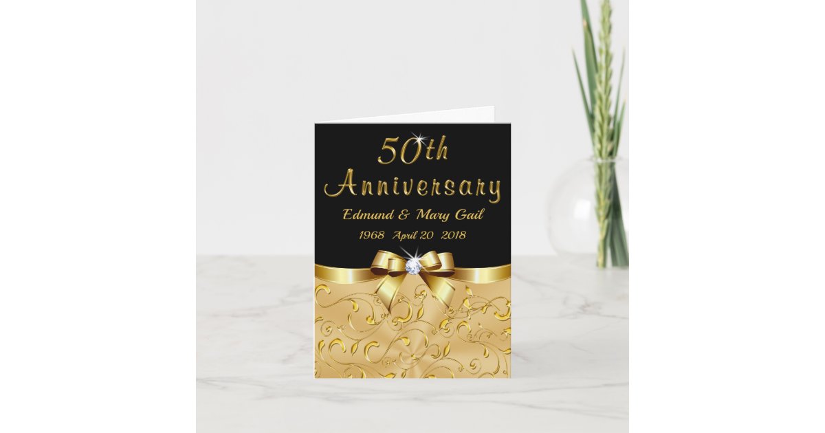 Black and Gold 50th Anniversary Thank You Cards | Zazzle