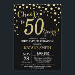 Black and Gold 50th Birthday Diamond Invitation<br><div class="desc">50th Birthday Invitation with Black and Gold Glitter Diamond Background. Gold Confetti. Adult Birthday. Male Men or Women Birthday. For further customisation,  please click the "Customise it" button and use our design tool to modify this template.</div>