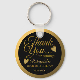  Black And Gold 50th Birthday Guest Thank You    Key Ring