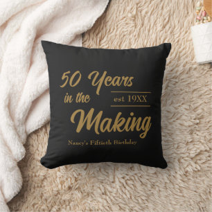 Black and Gold 50th Birthday Party Cushion
