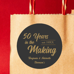 Black and Gold 50th Wedding Anniversary Classic Round Sticker