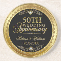 Black And Gold 50th Wedding Anniversary Design