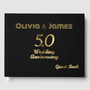Black and Gold 50th Wedding Anniversary Guest Book