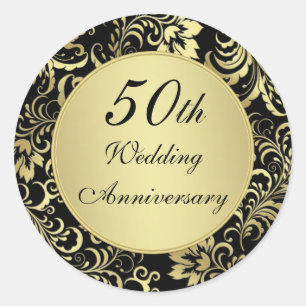 Black and gold 50th Wedding Anniversary Sticker