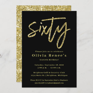 Black and Gold 60th Birthday Invitation Template