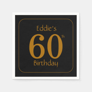 Black and Gold 60th Birthday Party  Napkin