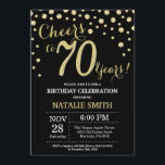 Black and Gold 70th Birthday Diamond Invitation<br><div class="desc">70th Birthday Invitation with Black and Gold Glitter Diamond Background. Gold Confetti. Adult Birthday. Male Men or Women Birthday. For further customisation,  please click the "Customise it" button and use our design tool to modify this template.</div>