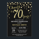 Black and Gold 70th Birthday Diamond Invitation<br><div class="desc">70th Birthday Invitation with Black and Gold Glitter Diamond Background. Gold Confetti. Adult Birthday. Male Men or Women Birthday. For further customisation,  please click the "Customise it" button and use our design tool to modify this template.</div>