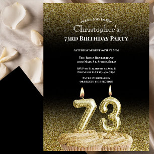 Black and Gold 73rd Birthday Invitation For Him