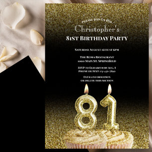 Black and Gold 81st Birthday Invitation For Him