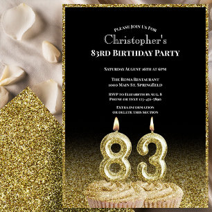 Black and Gold 83rd Birthday Invitation For Him