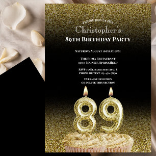 Black and Gold 89th Birthday Invitation For Him