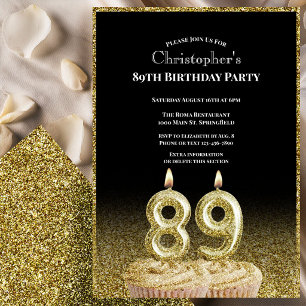 Black and Gold 89th Birthday Invitation For Him