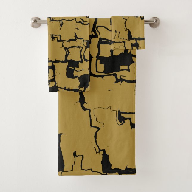 Black And Gold abstract Bath Towel Set (Insitu)
