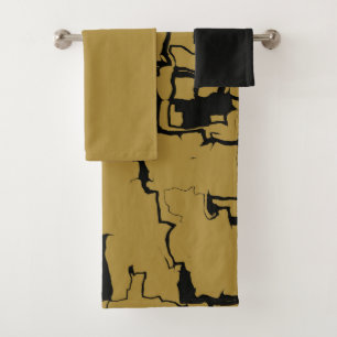 Black And Gold abstract Bath Towel Set