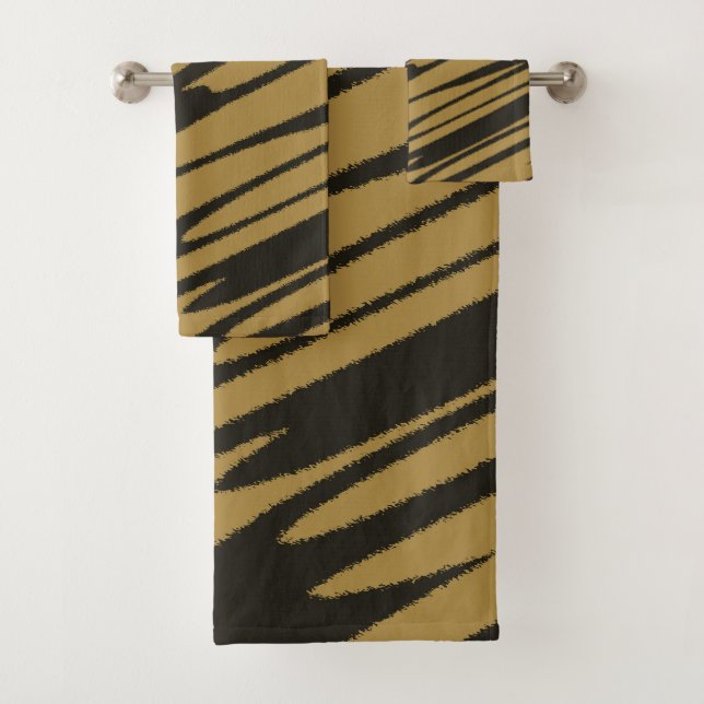 Black and Gold abstract Bath Towel Set (Insitu)