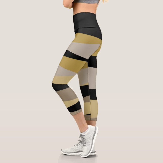 black and gold abstract capri leggings (Left)