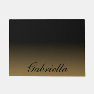 Black and Gold Abstract Doormat
