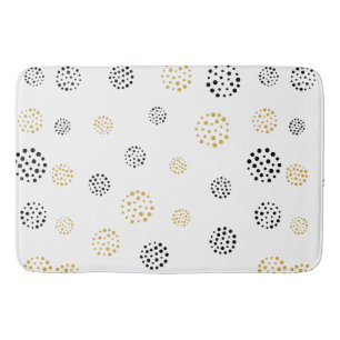 Black and gold abstract dots pattern bath mat