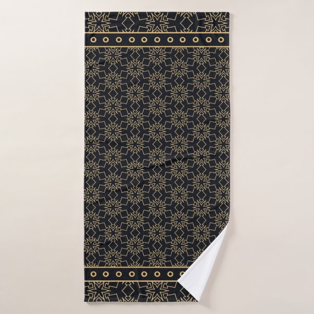 Black and gold abstract graphic pattern. Geometric Bath Towel (Bath Towel)