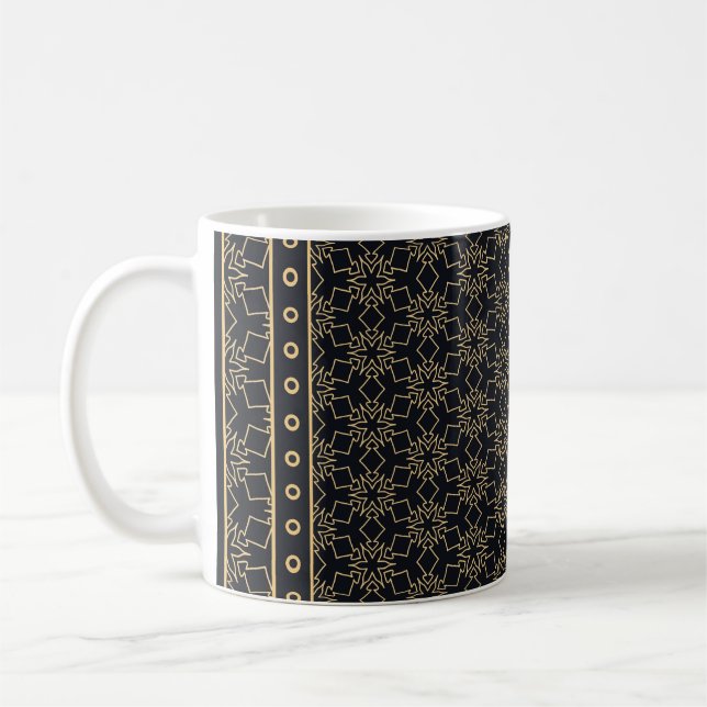 Black and gold abstract graphic pattern. Geometric Coffee Mug (Left)