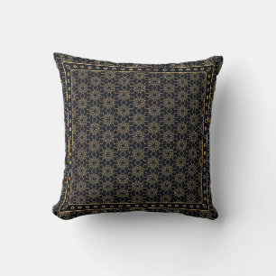 Black and gold abstract graphic pattern. Geometric Cushion
