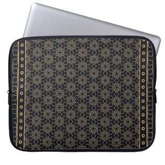 Black and gold abstract graphic pattern. Geometric Laptop Sleeve