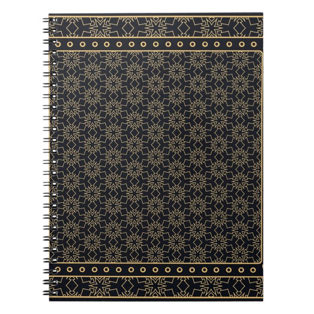 Black and gold abstract graphic pattern. Geometric Notebook (Front)