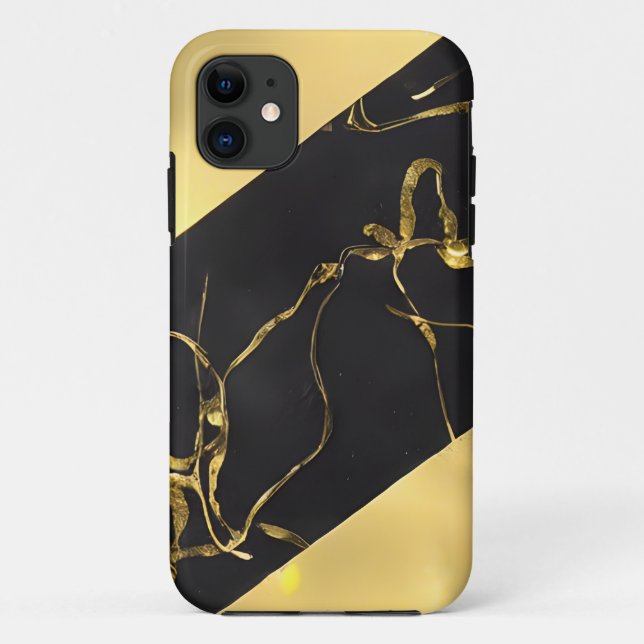Black and Gold Abstract Pattern Case-Mate iPhone Case (Back)