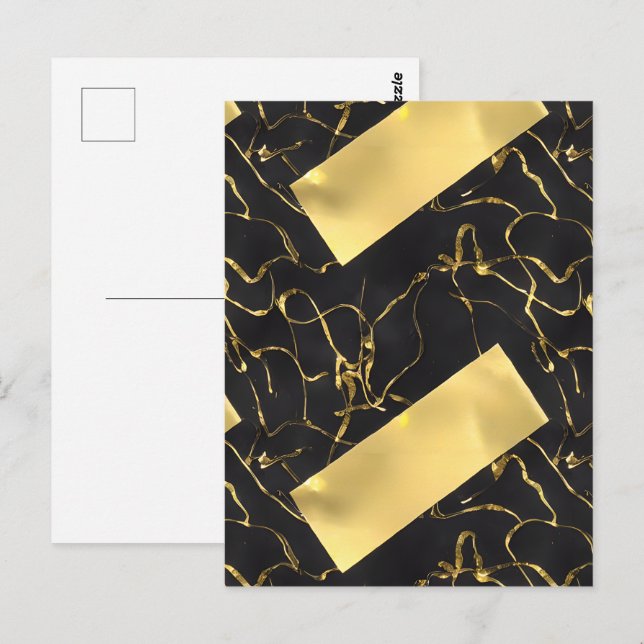 Black and Gold Abstract Pattern Postcard (Front/Back)