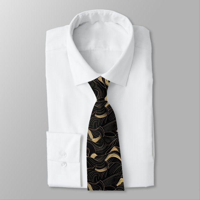 Black and gold abstract pattern  tie (Tied)