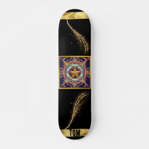 Black and Gold Abstract Personalized Skateboard
