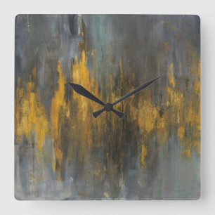 Black and Gold Abstract Print   Danhui Nai Square Wall Clock