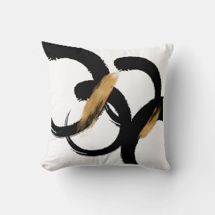 Black and Gold Abstract Shapes Cushion