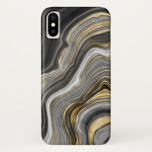 Black and gold abstract swirl iPhone x case