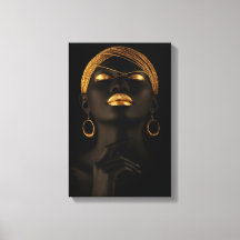 Black and Gold African Woman Portrait
