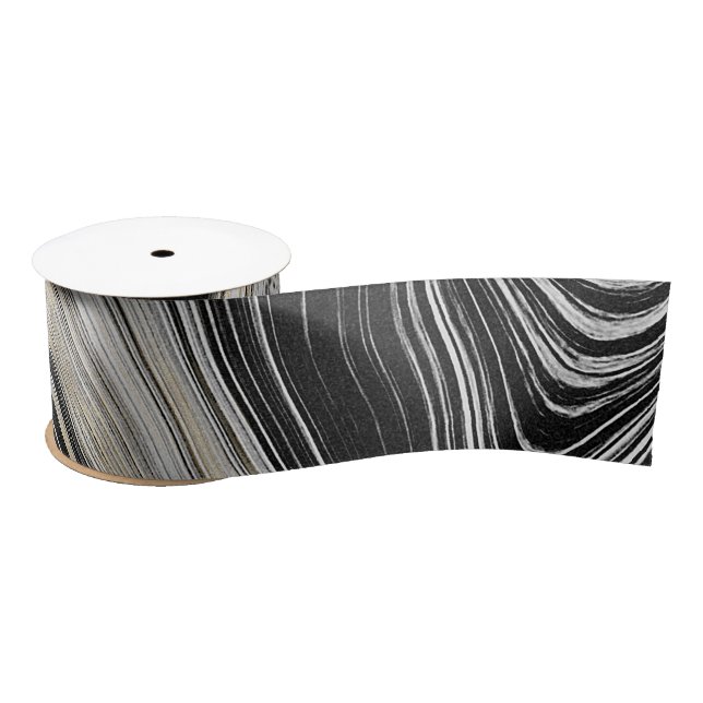 Black and Gold Agate Design   Satin Ribbon (Spool)