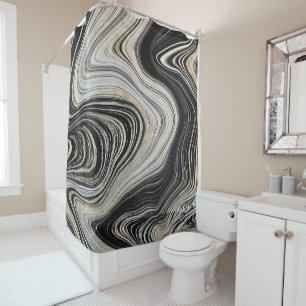 Black and Gold Agate Design Shower Curtain