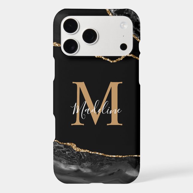 Black and Gold Agate Geode Monogram (Back)