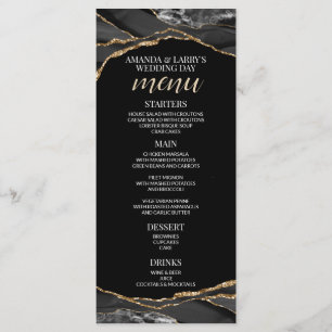 Black and Gold Agate Marble Menu