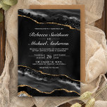 Black and Gold Agate Marble Wedding Invitation<br><div class="desc">Invite your guests with this elegant wedding invite featuring a beautiful gemstone design with faux gold glitter accents. Simply add your event details on this easy-to-use template to make it a one-of-a-kind invitation.</div>