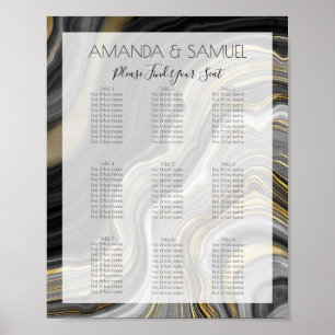 Black and Gold Agate Modern Wedding Poster