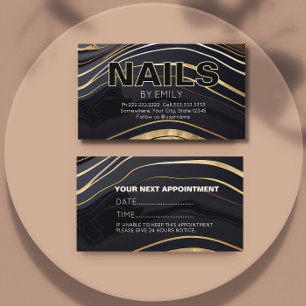 Black and gold Agate nail salon Manicurist  Appointment Card