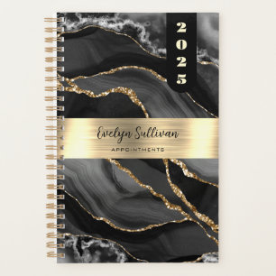 Black and Gold Agate Planner