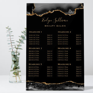 Black and Gold Agate Price List Acrylic Sign