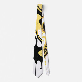 Black and Gold Alcohol Ink Marble Texture  Tie
