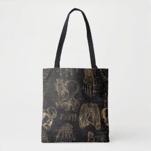Black and Gold Anatomy Biology Science Teacher Tote Bag